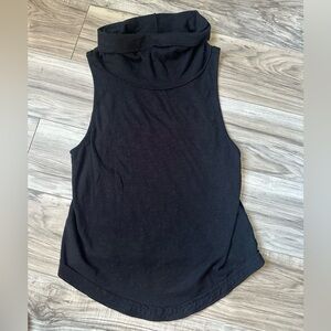 We The Free Black Sleeveless Muscle Top Cowl Neck Tank Cotton Blend Size Small